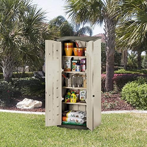 Compact vertical beige resin tool closet — photo 4