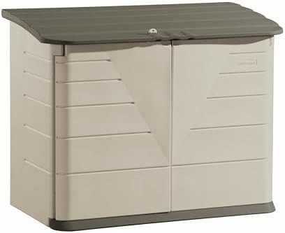 Large horizontal beige resin utility shed