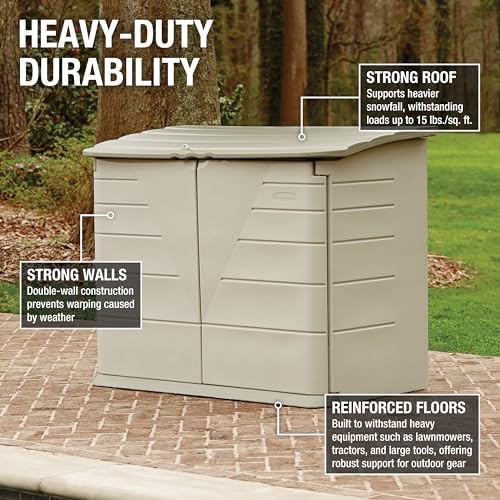 Large horizontal beige resin utility shed — photo 3