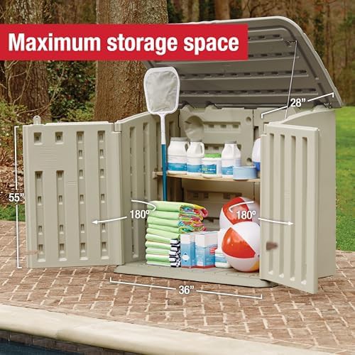 Large horizontal beige resin utility shed — photo 4