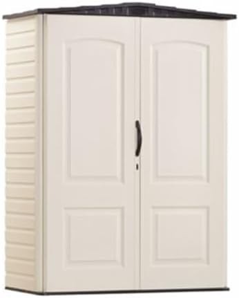 Slim vertical beige resin utility shed