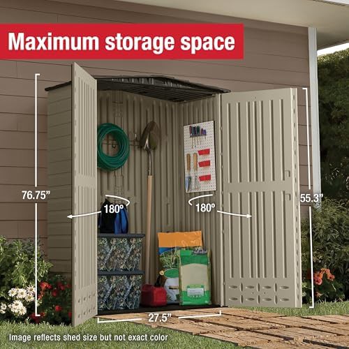 Slim vertical beige resin utility shed — photo 3