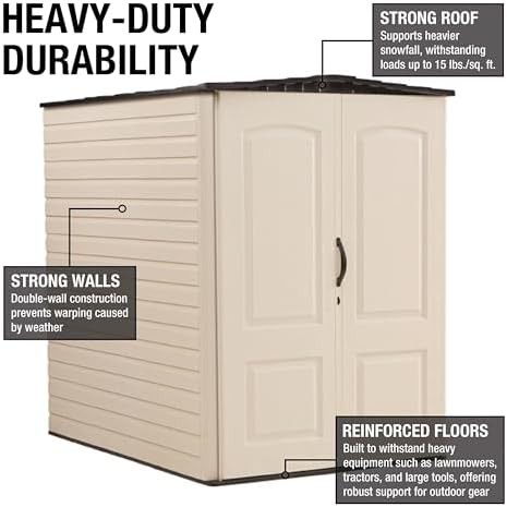 Large vertical beige resin equipment shed — photo 3