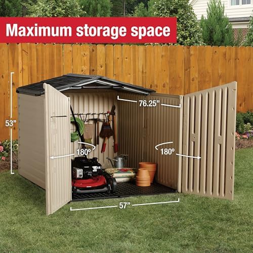 Beige and brown slide lid outdoor shed — photo 3