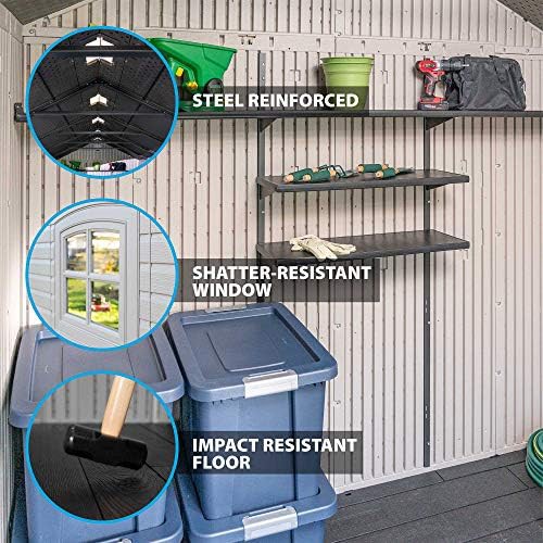 Plastic storage shed with internal shelving — photo 4
