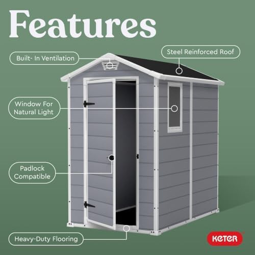 Manor grey and white resin storage shed — photo 3
