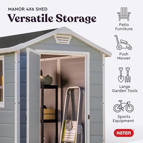 Manor grey and white resin storage shed — photo 4