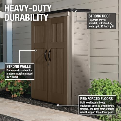 Vertical brown resin garden tool shed — photo 3