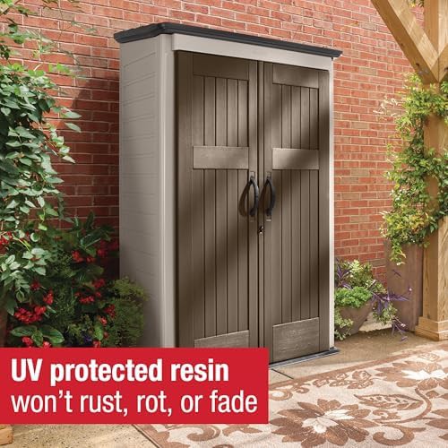 Vertical brown resin garden tool shed — photo 4