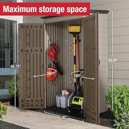 Vertical brown resin garden tool shed — photo 5