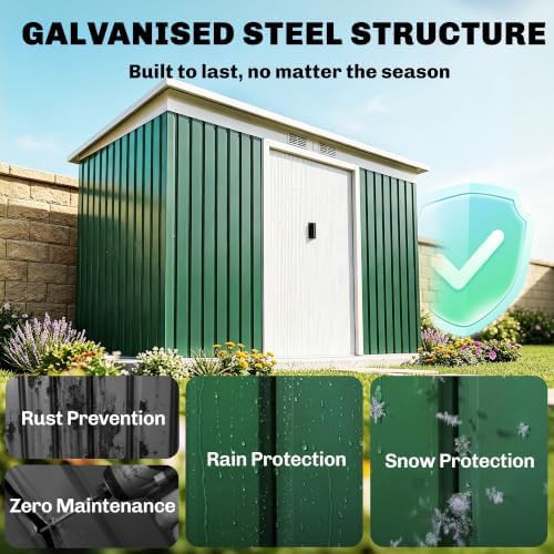 Green metal nine foot lean to shed — photo 3