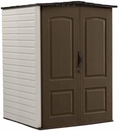 Medium vertical brown resin tool shed