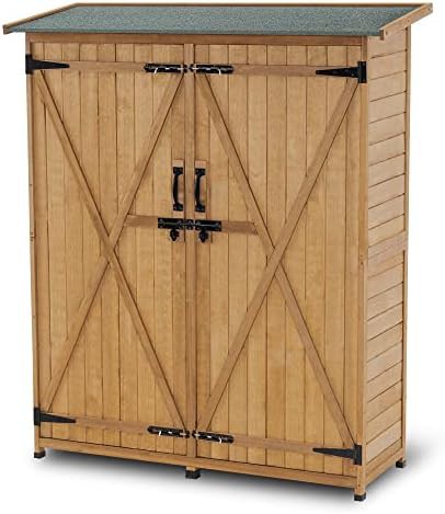 Natural wood garden shed with built-in floor