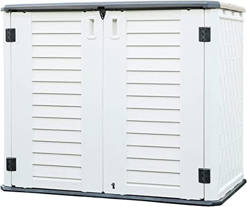 Horizontal White Resin Bike Storage Shed