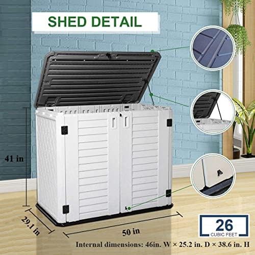 Horizontal White Resin Bike Storage Shed — photo 3