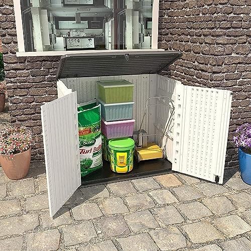 Horizontal White Resin Bike Storage Shed — photo 4