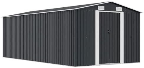 Large anthracite steel shed with vents