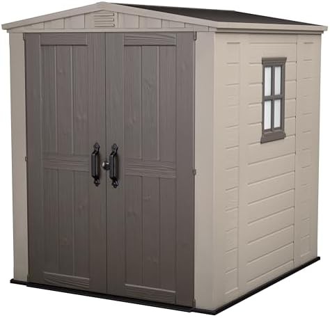 Factor brown resin shed with skylight