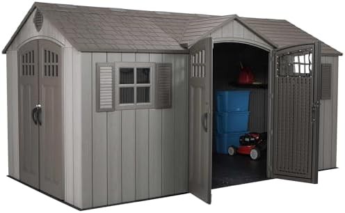 Dual Entry Gray Resin Tool Shed