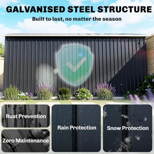 Large dark gray metal garden shed — photo 3