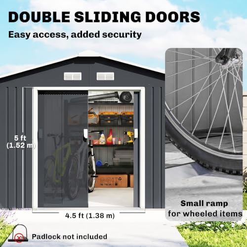 Large dark gray metal garden shed — photo 4