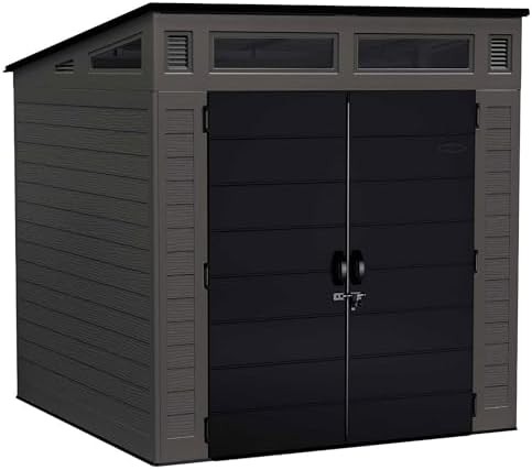 Modern peppercorn resin shed for lawn mowers