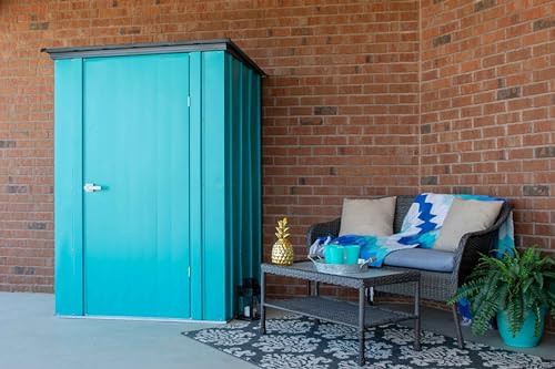 Teal and anthracite compact metal shed — photo 5