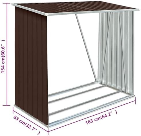 Brown galvanized steel log storage shed — photo 3