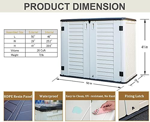 White horizontal resin outdoor storage cabinet — photo 3