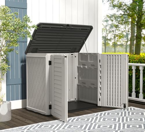 White horizontal resin outdoor storage cabinet — photo 4