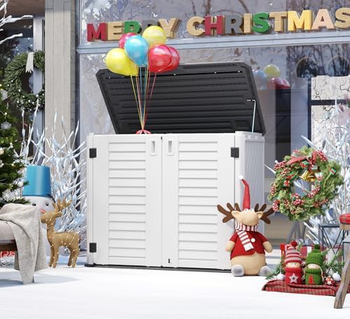 White horizontal resin outdoor storage cabinet — photo 5
