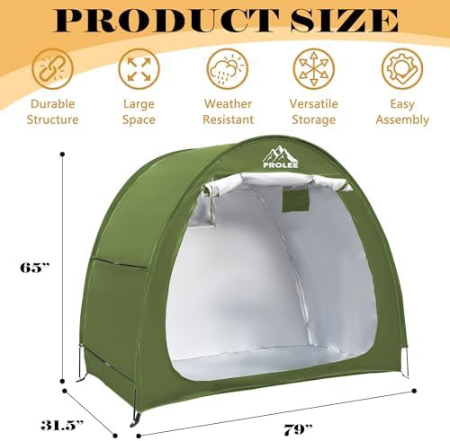 Portable green waterproof bike storage canopy — photo 3