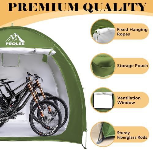 Portable green waterproof bike storage canopy — photo 4