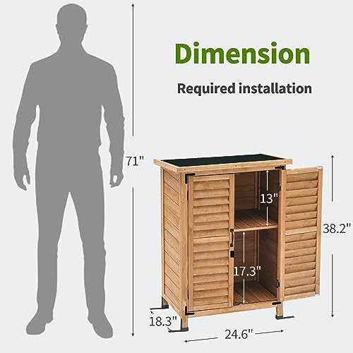 Small yellow wood storage cabinet with shelf — photo 3