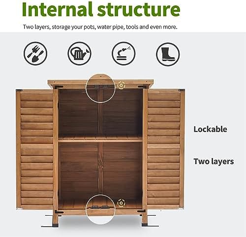 Small yellow wood storage cabinet with shelf — photo 4