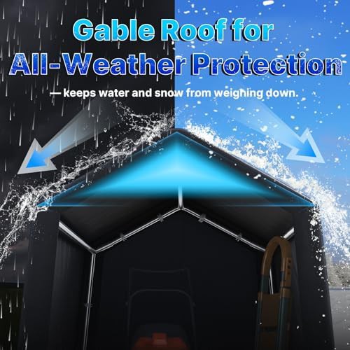Gray portable storage shelter for motorcycle garage — photo 4