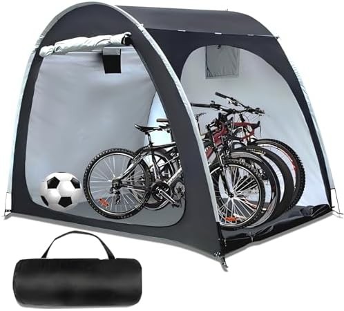 Black waterproof tent for multiple bikes