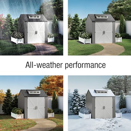 Gray resin square outdoor storage shed — photo 3