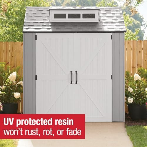 Gray resin square outdoor storage shed — photo 4