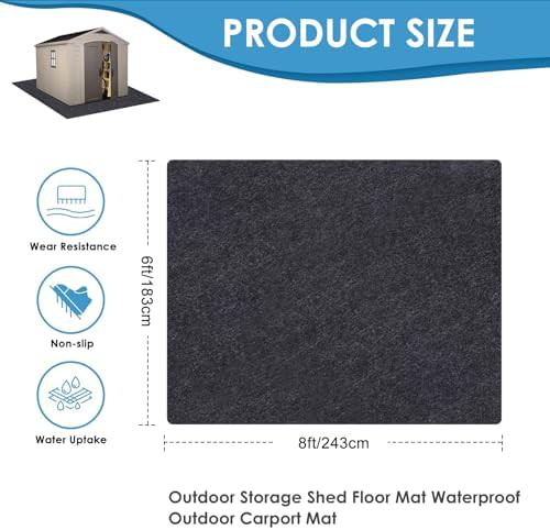 Black waterproof non-slip carport mat — photo 3