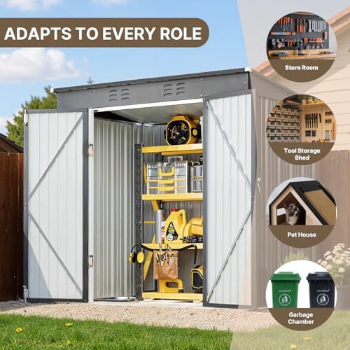 Dark gray metal outdoor storage shed — photo 3