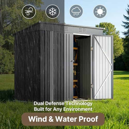 Dark gray metal outdoor storage shed — photo 4