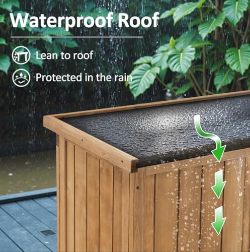 Natural wood sloped roof storage cabinet — photo 5