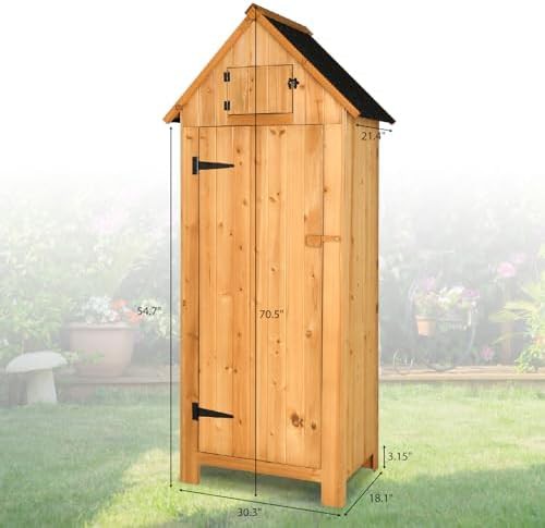 Natural wood garden tool storage cabinet — photo 3