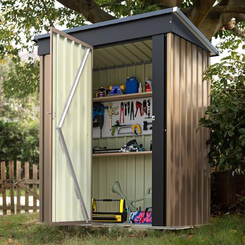 Brown metal garden storage shed 5x3 ft
