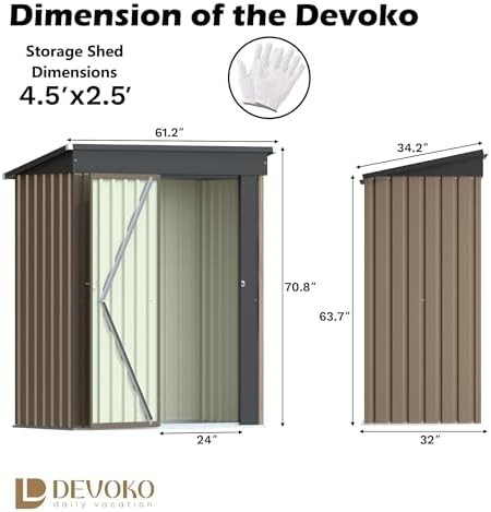 Brown metal garden storage shed 5x3 ft — photo 3