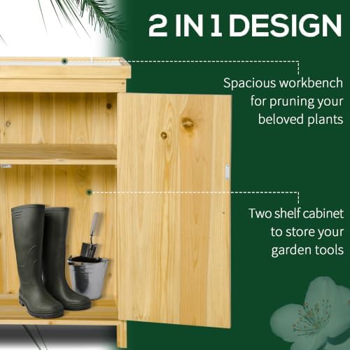 Natural wood garden cabinet with galvanized top — photo 3