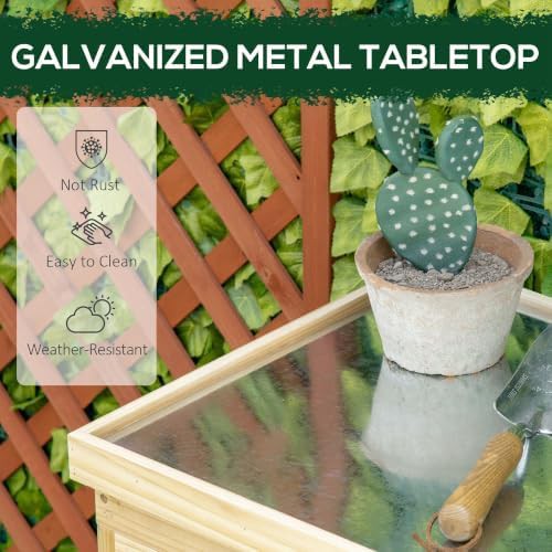 Natural wood garden cabinet with galvanized top — photo 4