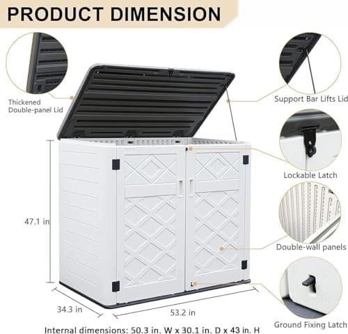 Horizontal Resin Storage Shed for Trash Cans — photo 3