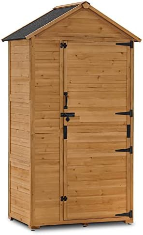Large vertical wood cabinet with three shelves